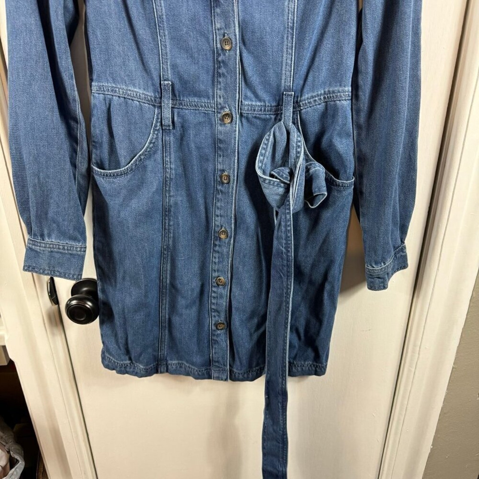 Boden Mid Vintage Puff Sleeve Denim Mini Dress. — image 6 of 8